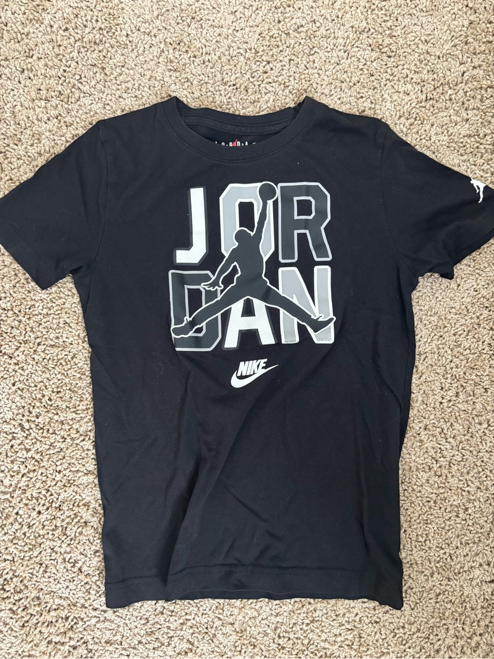 Jordan Black Short-Sleeve Tee with White Jumpman Logo